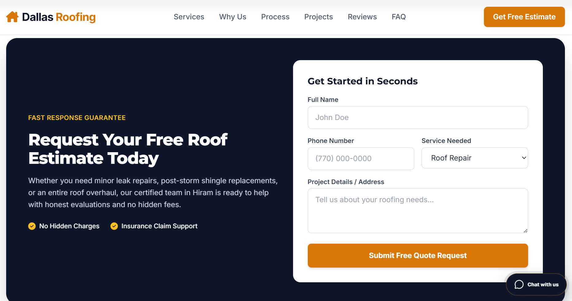 Dallas Roofing website preview